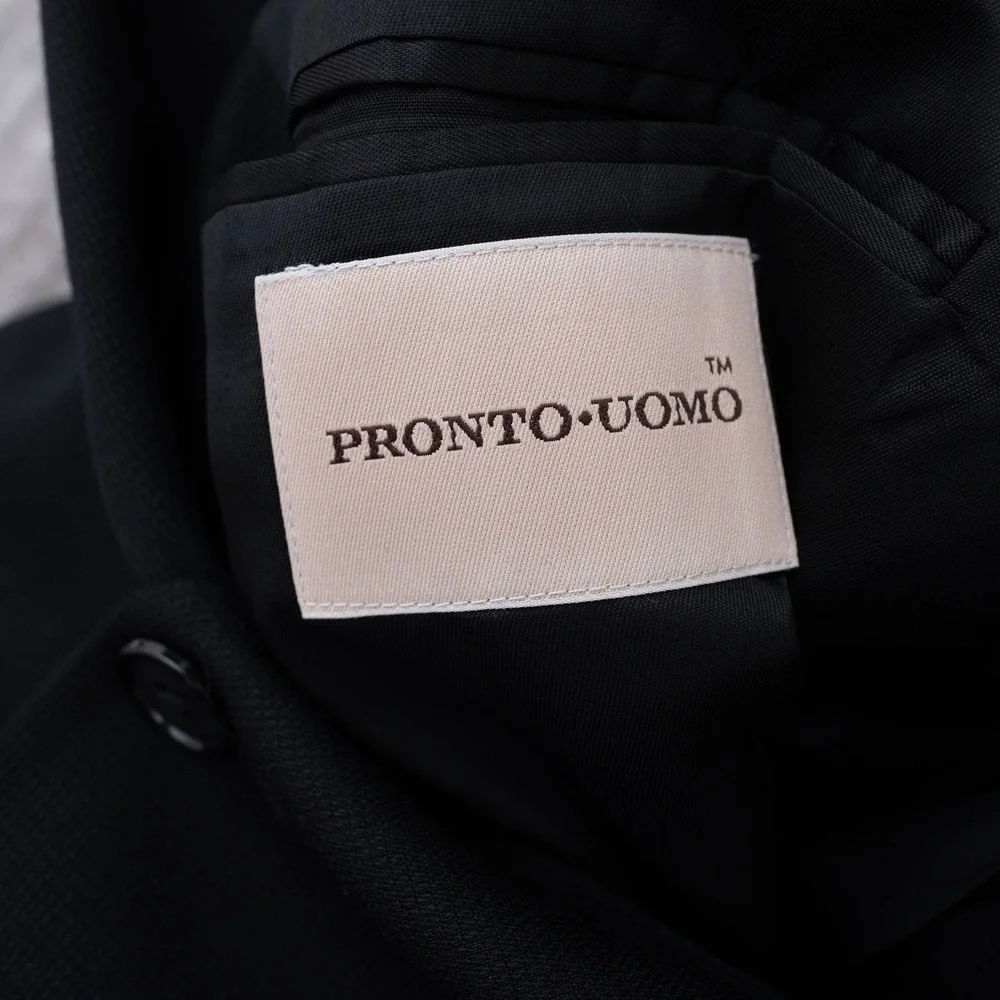 Pronto Uomo Men 40R Blazer Black Worsted Wool 3-Button Sport Coat Made in Canada